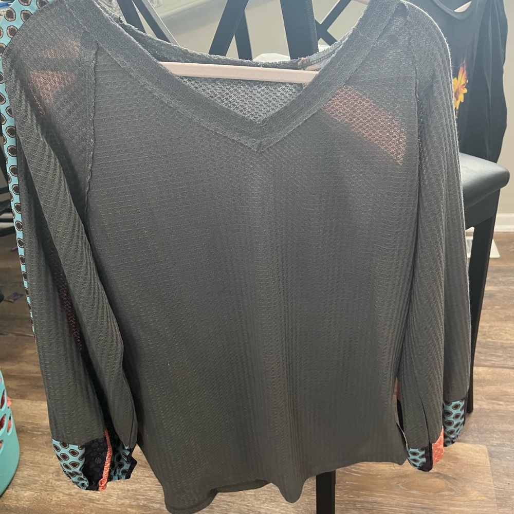 Grey long sleeve with unique patterns
